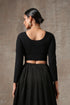 Blouse - Black Knit Stretch 3/4 Sleeves Top Blouse
